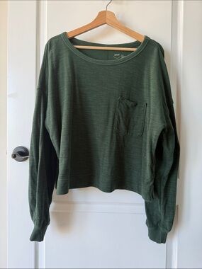 aerie Olive Green Pocket Sweatshirt